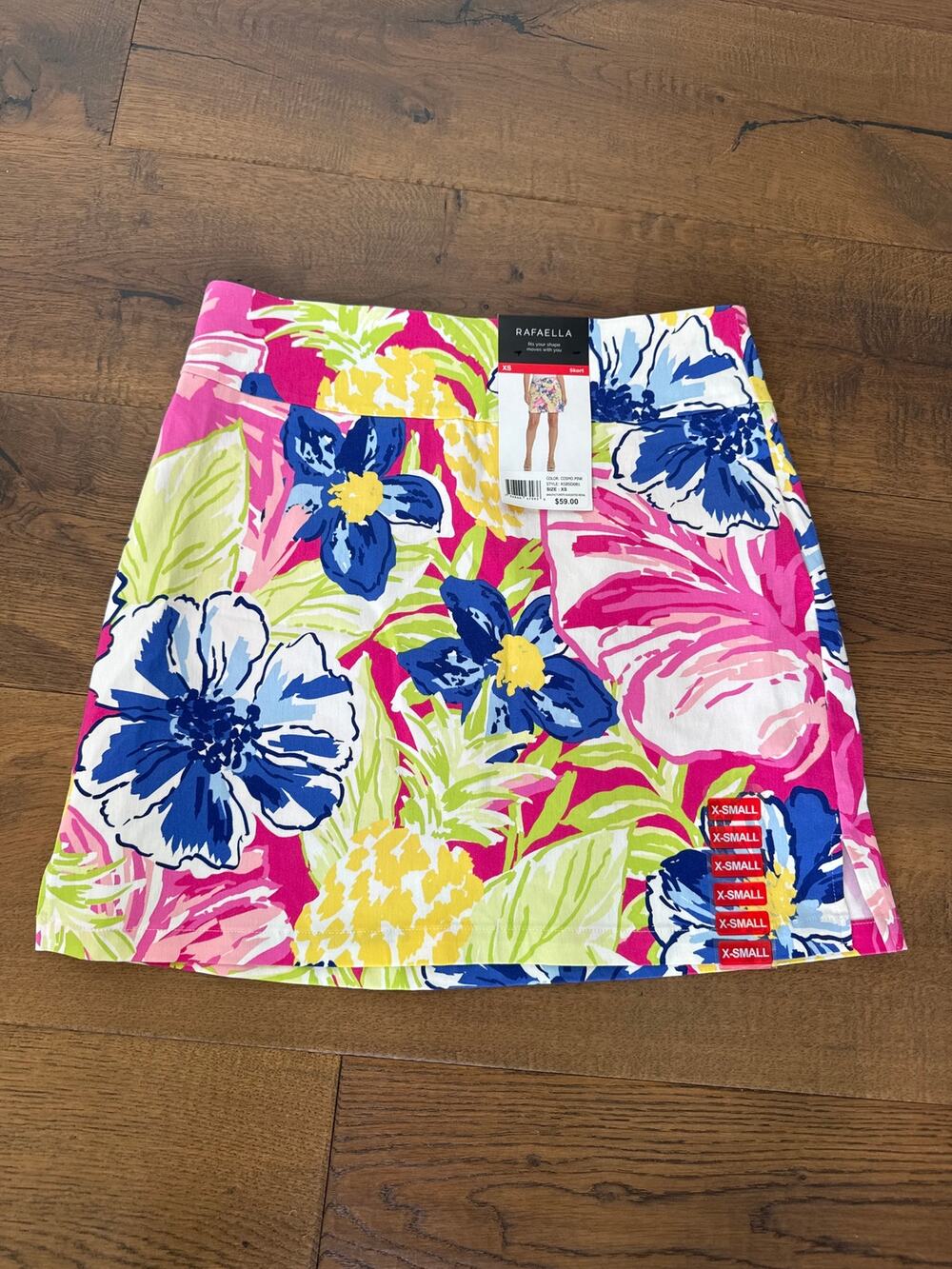 Rafaella Floral High Waisted Stretch Mini Skort Tropical Resort Pink Sz XS NWT